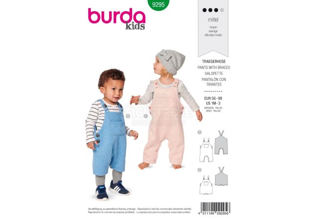 Střih Burda 9295 - Dětské laclové kalhoty