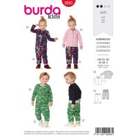 Střih Burda 9293 - Dětské tričko, kalhoty s gumou v pase (obojí oboustranné)