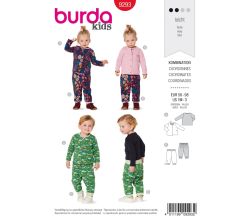 Střih Burda 9293 - Dětské tričko, kalhoty s gumou v pase (obojí oboustranné)