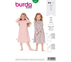 Střih Burda 9291 - Dětské šaty s límečkem