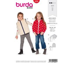 Střih Burda 9290 - Dětská bunda na zip, vesta