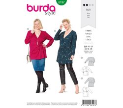 Střih Burda 6197 - Zavinovací tunika pro plnoštíhlé