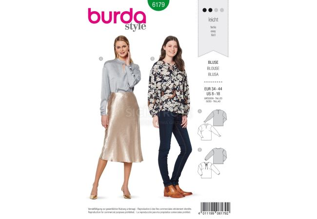 Střih Burda 6179 - Halenka, saténová halenka