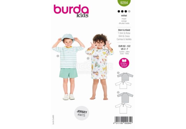 Střih Burda 9284 - Dětské tričko, tričkové šaty