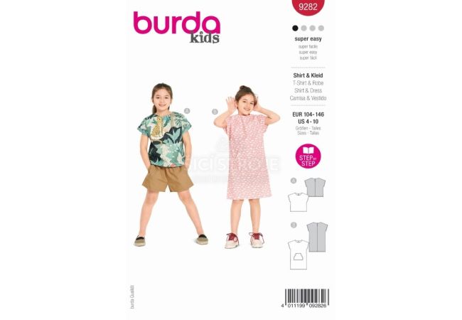 Střih Burda 9282 - Dětské tričko, tričkové šaty