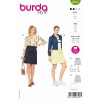 Střih Burda 6147 - Áčková sukně s vysokým pasem, sukně s kapsami