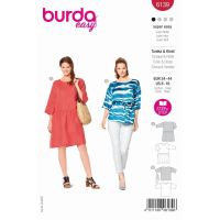 Střih Burda 6139 - Tunikové šaty, lněné šaty, tunika s páskem