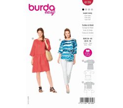 Střih Burda 6139 - Tunikové šaty, lněné šaty, tunika s páskem