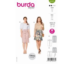 Střih Burda 6137 - Úzká sukně s knoflíkovou légou, džínová sukně