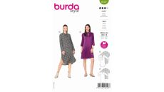Střih Burda 6127 - Košilové šaty s vázačkou, šaty se stojáčkem