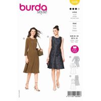 Střih Burda 6099 - Šaty bez rukávů, šaty s dlouhým rukávem, koktejlové šaty
