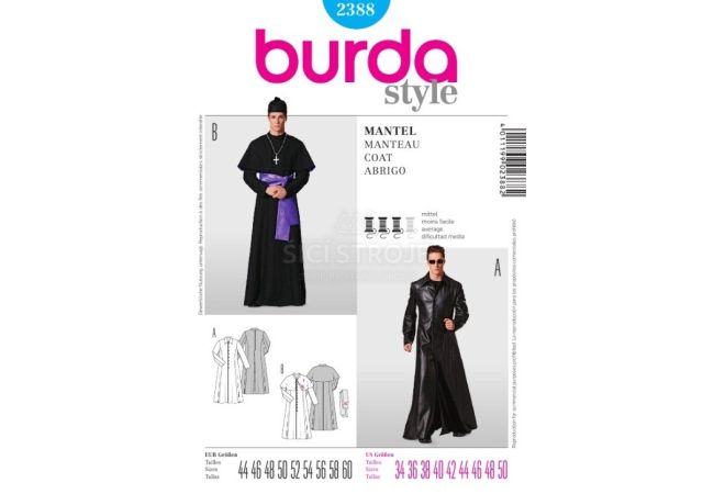 Střih Burda 2388 - Duchovní, kněz, Matrix