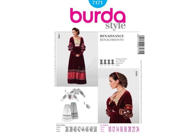 Střih Burda 7171 - Renesanční šaty