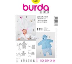 Střih Burda 9478 - Dětská kombinéza, bunda s kapucí, kalhoty, zateplovací návlek