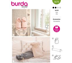 Střih Burda 5676 - Domácí pantofle, ochrana proti průvanu, obal na ohřívací lahev