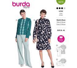 Střih Burda 5678 - Splývavé košilové šaty, košilová halenka