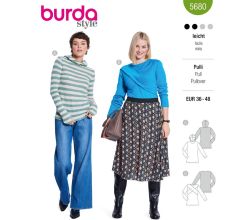 Střih Burda 5680 - Mikina s kapucí, pletený upnutý top s překřížením
