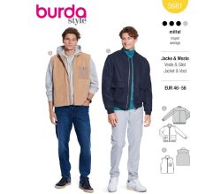 Střih Burda 5681 - Pánská bunda bluzón na zip, vesta