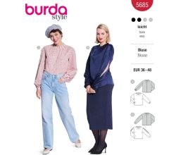Střih Burda 5685 - Halenka se sklady, halenka s průstřihy na rukávech