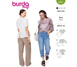 Střih Burda 5687 - Halenka s límečkem, halenka peplum, propínací halenka