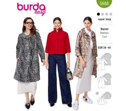 Střih Burda 5688 - Retro kabát, áčkový kabát, krátký kabátek