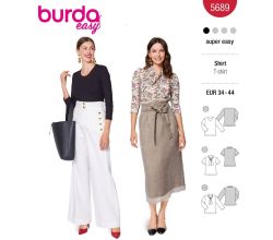Střih Burda 5689 - Žerzejové tričko s dlouhým rukávem, krajková halenka s vázačkou