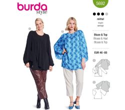 Střih Burda 5692 - Tunika ve stylu 70. let, volná halenka, dvouvrstvá halenka