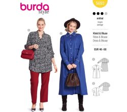 Střih Burda 5693 - Košilové šaty, kabátové šaty, košilová tunika