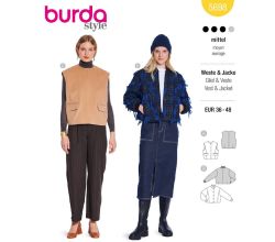Střih Burda 5698 - Vesta, college bunda se zapínáním na patentky