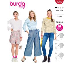 Střih Burda 5705 - Tričko se širokým krčním lemem, tričko s dlouhým rukávem