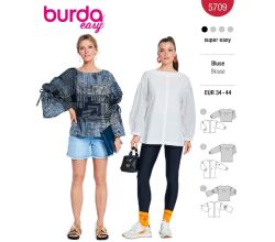 Střih Burda 5709 - Košilová halenka, halenka s nabíranými rukávy
