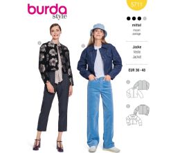 Střih Burda 5711 - Krátká bunda, džínová bunda, krátké sako se skrytým zapínáním