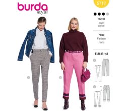 Střih Burda 5712 - Kalhoty s puky, elegantní úzké kalhoty