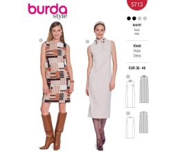 Střih Burda 5713 - Pouzdrové šaty bez rukávů, šaty s límečkem