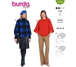 Střih Burda 5716 - Mikina, svetr, rolák