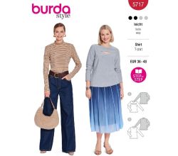 Střih Burda 5717 - Rolák, tričko s dlouhým rukávem, elegantní tričko s průstřihem