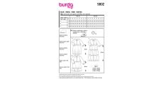 Střih Burda 5802 - Košilové šaty, nabírané šaty