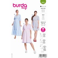 Střih Burda 5803 - Zavinovací šaty s gumou v pase, halenkové šaty