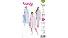 Střih Burda 5803 - Zavinovací šaty s gumou v pase, halenkové šaty