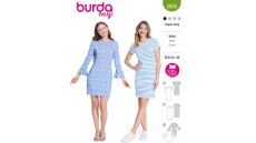 Střih Burda 5805 - Tričkové šaty s kulatým výstřihem, žerzejové šaty