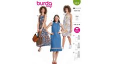 Střih Burda 5810 - Šaty se zavazovacími ramínky, maxi šaty, mušelínové šaty