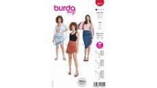 Střih Burda 5811 - Sukně s gumou v pase a stahováním na boku, mini sukně