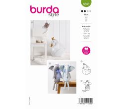 Střih Burda 5833 - Plyšová zvířátka, plyšový slon, labuť