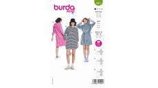Střih Burda 5851 - Mikinové šaty s kapucí, tričkové šaty