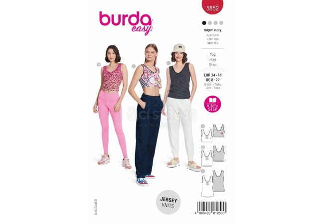 Střih Burda 5852 - Tílko, top, krátký top