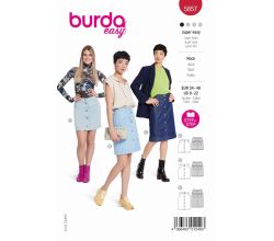 Střih Burda 5857 - Propínací sukně, džínová sukně, rovná sukně