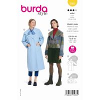 Střih Burda 5860 - Rovný kabát se širokým límcem, krátký kabátek