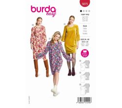 Střih Burda 5875 - Tričkové šaty s dlouhým rukávem
