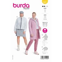 Střih Burda 5877 - Dlouhá bunda na zip s kapucí, bunda se stojáčkem