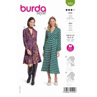 Střih Burda 5885 - Šaty s rozšířenou sukní